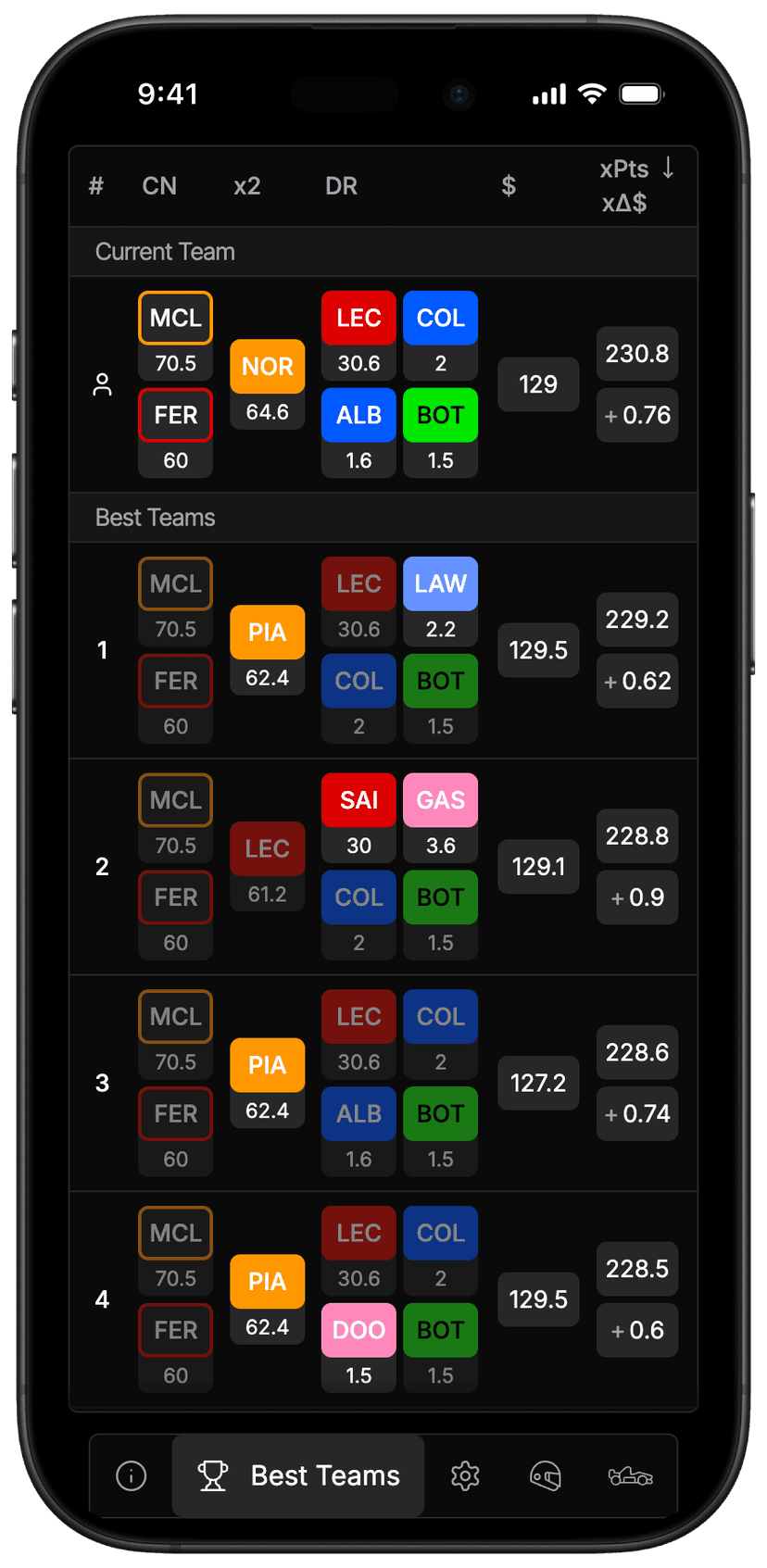 Team Calculator mockup